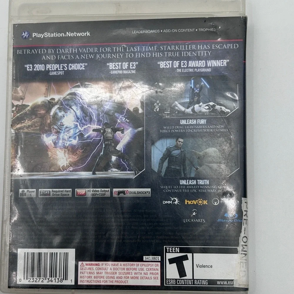 Star Wars The Force Unleashed II Sony PlayStation 3 PS3 2010 LucasArts Action T